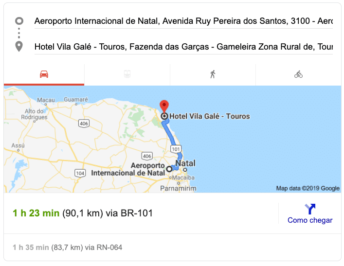 Transfer do Aeroporto de Natal para o Vila Galé Touros?